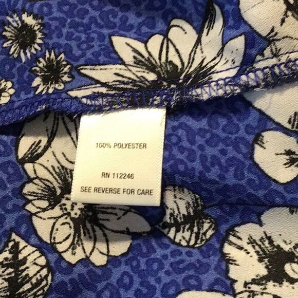 Sami & Jo Women’s Blouse Blue Daisy Floral Ruffle 3/4 Sleeve Top Slip On Size XL - Picture 6 of 10